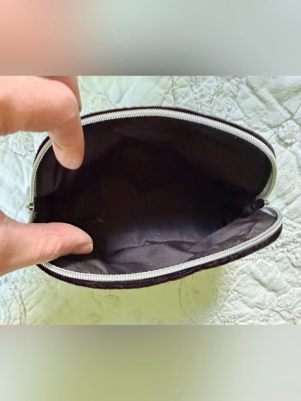 NEW Dior Black Velvet Cosmetic Pouch w Silver Tone  Hardware & Double Zippers